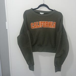 Cropped "California" Green Sweatshirt Women's Large